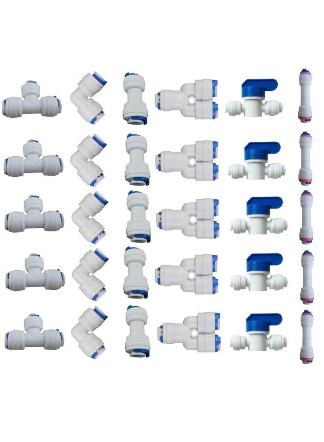 1/4" OD Quick Connect Push In to Connect Water Tube Fitting for RO Reverse Osmosis Water Filter Fittings Pack of 30 - Image 1